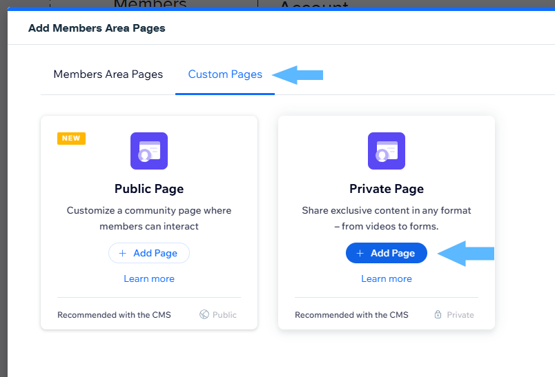 Add a Private Page