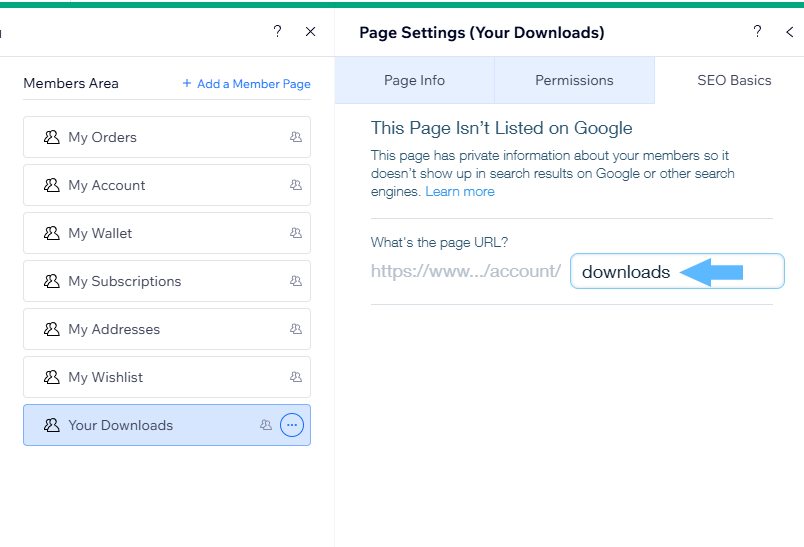 Edit Page URL